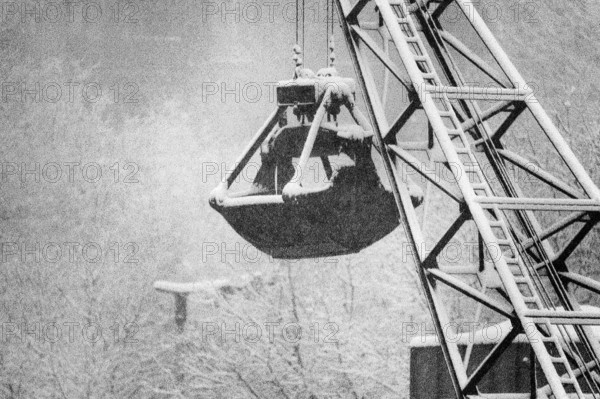 1975, Milan, Navigli winter with snow.