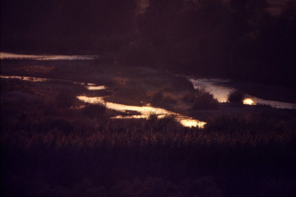 Nature, Italy, region of Basilicata-Calabria 1975 Mouth of the river Crati Regional Park.
