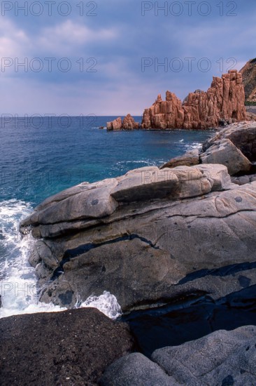 Nature, Italy, region of Sardegna 1975 Rocce Rosse di Arbatax (Red Rocks of Arbatax ).