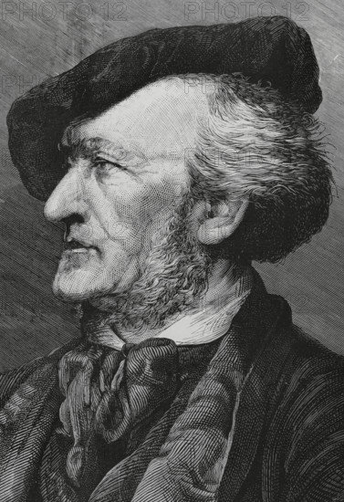 Richard Wagner (1813-1883). German composer. Portrait. Engraving by Marcelo Paris. La Ilustracion Espanola y Americana (The Spanish and American Illustration), 1883.