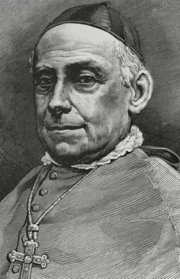 Jose Maria Urquinaona (Jose Maria de Urquinaona y Bidot) (1814-1883). Spanish ecclesiastic. Bishop of the Diocese of Canarias (1868-1878) and Barcelona (1878-1883). Portrait. Engraving. La Ilustracion Espanola y Americana (The Spanish and American Illustration), 1883.