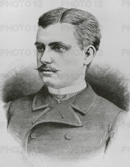 Victor, Prince Napoleon (1862-1926). Bonapartist pretender to the French throne. Known as Napoleon V by his followers. Portrait. Drawing by Badillo. Engraving by Arturo Carretero (1852-1903). The Spanish and American Illustration (La Ilustracion Espanola y Americana), 1884.