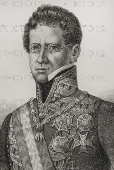Miguel Tacon y Rosique (1775-1855), 1st Duke of la Union de Cuba. Spanish nobleman and general. Governor and Captain General of the island of Cuba (1834-1838). Portrait. Illustration by Salcedo. Lithography. Detail. Cronica General de Espana, Historia Ilustrada y Descriptiva de sus Provincias (General Chronicle of Spain, Illustrated and Descriptive History of its Provinces), Antilles, 1871.