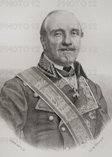 Leopoldo O'Donnell (1809-1867). Spanish military and politician. President of the Spanish government on several occasions after Espartero's Progressive Biennium (1854-1856). Portrait. Drawing by Llanta. Lithography. Cronica General de Espana, Historia Ilustrada y Descriptiva de sus Provincias (General Chronicle of Spain, Illustrated and Descriptive History of its Provinces), Antilles, 1871.