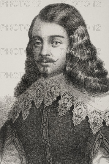 Juan Dameto Cotoner (1554-1633). Spanish historian. Appointed general chronicler of the kingdom of Mallorca in 1631. Portrait. Illustration by Llanta. Lithography. Detail. Historia Ilustrada y Descriptiva de sus Provincias (General Chronicle of Spain, Illustrated and Descriptive History of its Provinces), Balearics, 1871.