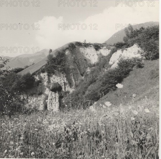 Details of a typical erosional landscape. Iseo Lake, Italy,