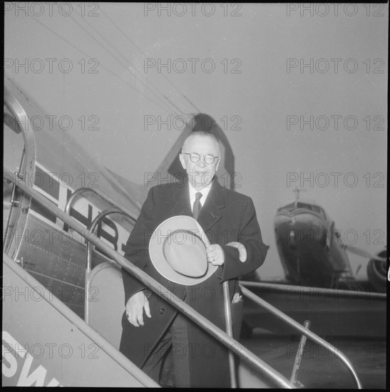 Josef Escher, departure to conference of ministers of transport, 1953.