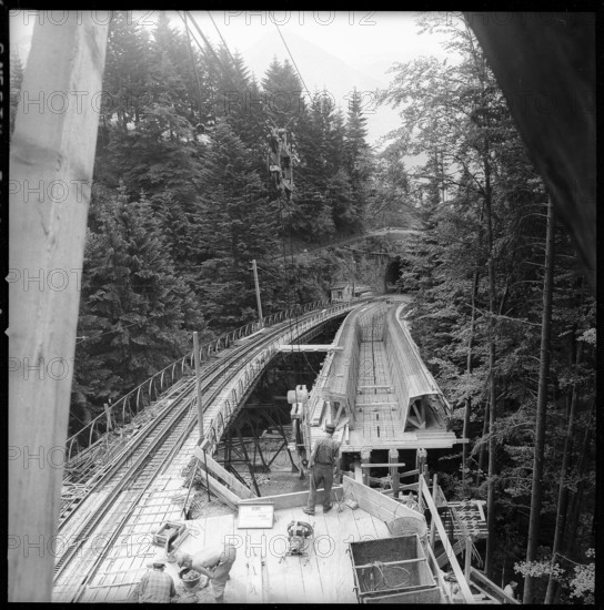Schnurtobel brigde under construction; 1957.