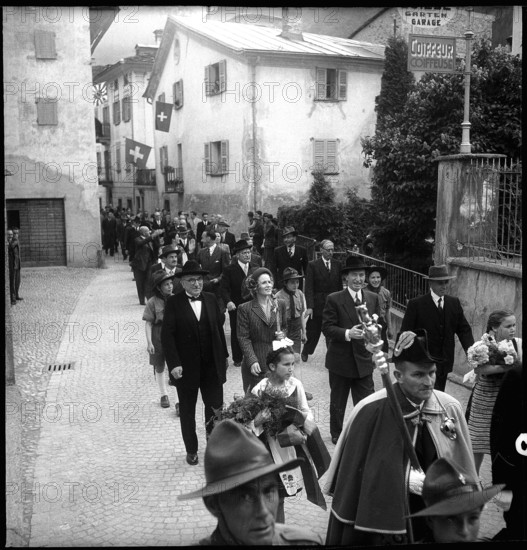 Federal president Enrico Celio in Poschiavo, 1948.