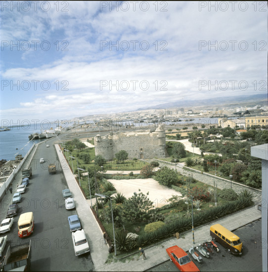 Park with castle ruin on Tenerife 1970.