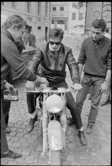Alain Delon at shooting in Geneva 1967.