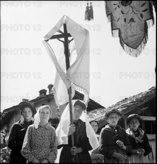 Corpus Christi procession in the Valais village Ayent, 1943.