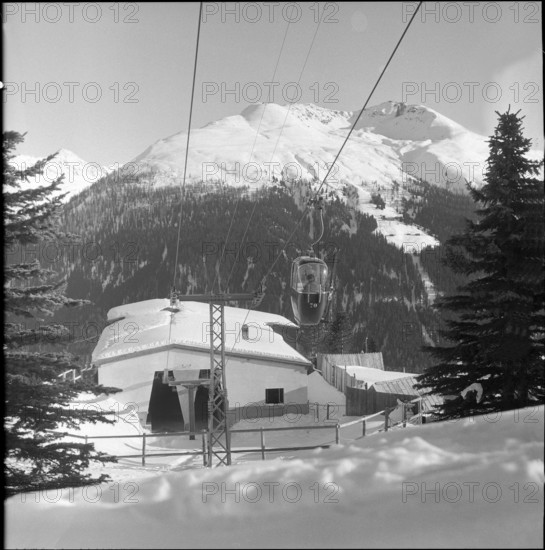 Cableway Schatzalp-Strelapass 1958.