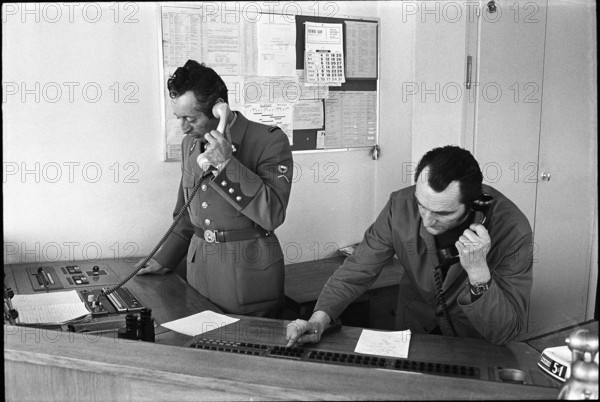 Motorway traffic surveillance by police headquarters Bursins, 1971.