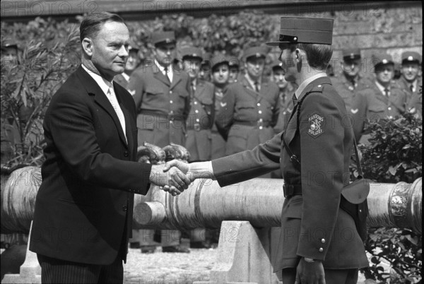 Jakob Stucki at Swearing In of police recruits, 1971.