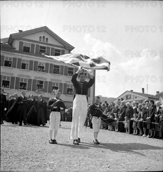 Flag swinger at Innerrhoden voter's meeting 1949.