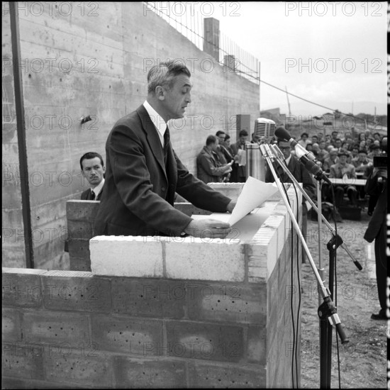 Felix Bloch at laying of the foundation stone of CERN in Meyrin 1955.