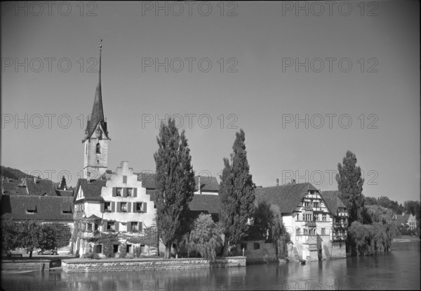 Stein am Rhein, Rhine shore 1950.