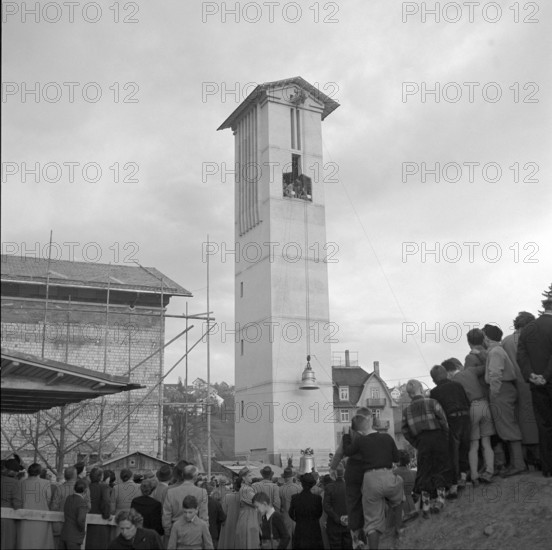 Church bell lifting at Balgrist church Zurich 1951.