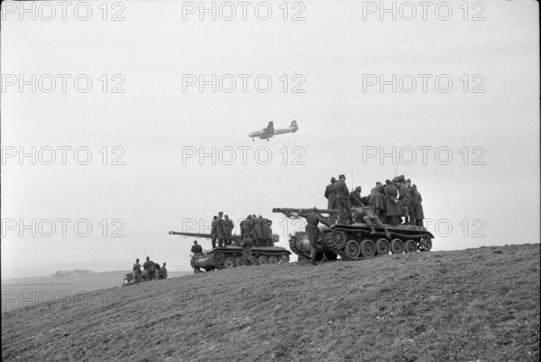 Soldiers and AMX tanks on a hill 1967.