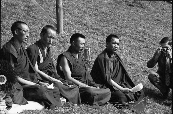 Monks at laying of the foundation stone for Tibet-Institute Rikon 1967.