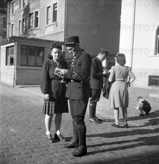 French customs and finance officers on strike, 1946.