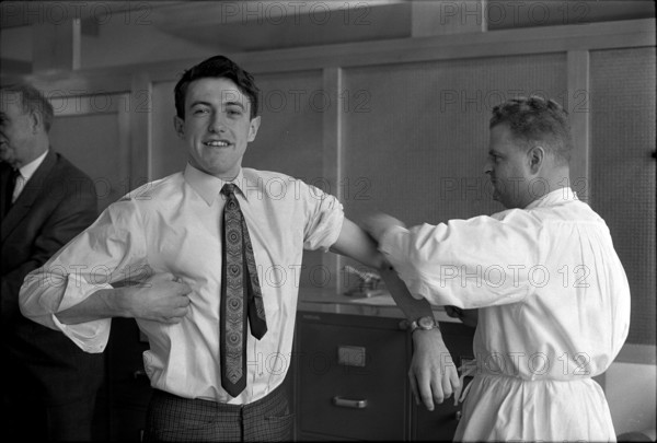 Blick employee getting vaccation against influenza 1968.