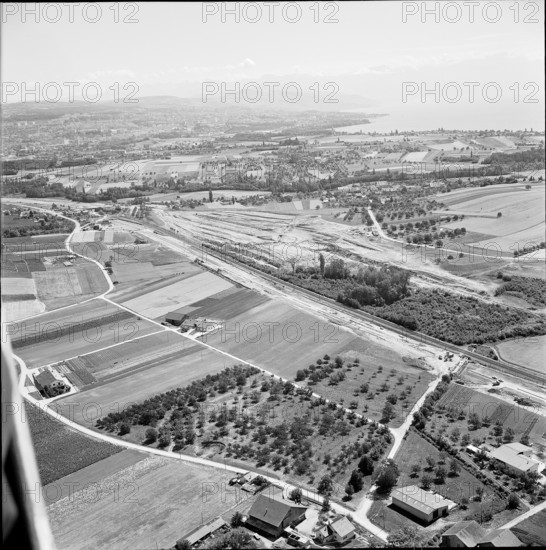 Lonay: Lonay - Denges goods station under construction, aerial photograph 1963.