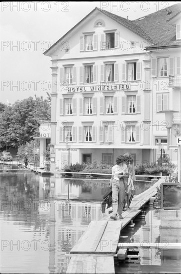 High water in Ennetburgen after landslide 1970.