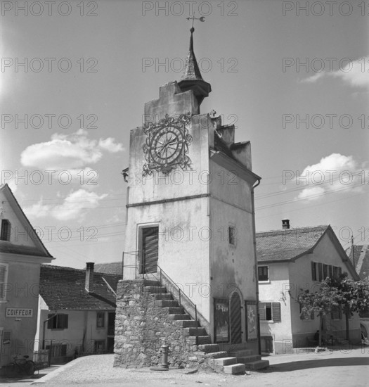 Tour de l'Horloge tower in Courrendlin; 1943.