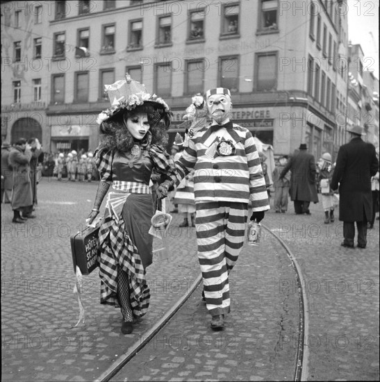 Carnival festivities in Basel, 1950.