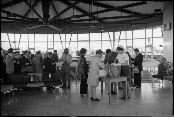 Baggage check, airport Zurich-Kloten 1969.