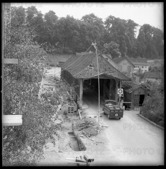 Roofed wooden bridge; Bischofszell; 1954.