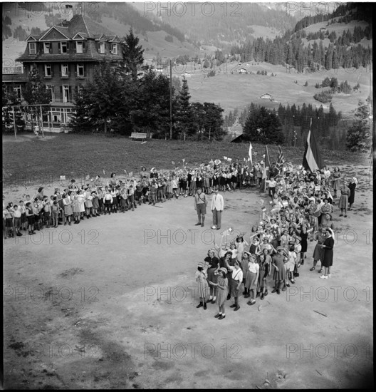 Meeting outside in front of the children's home.