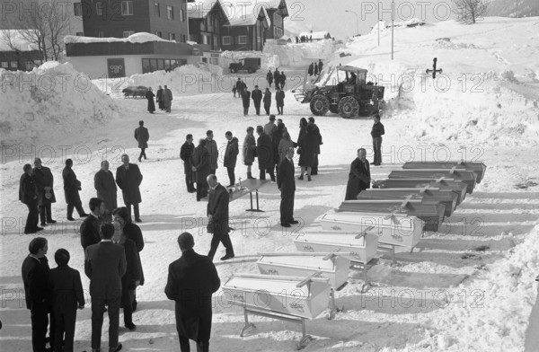 Reckingen: Coffins on church-sqaure; 1970.