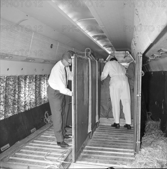 Olympic Games Tokyo 1964: departure of swiss riding team, Zurich-Kloten airport.