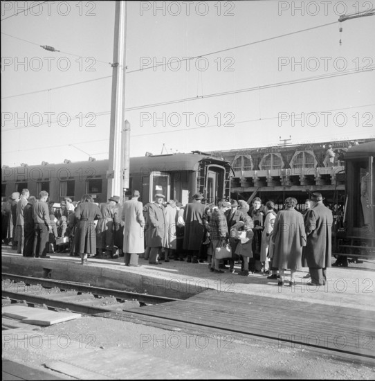 First refugees from Hungary at Buchs train station 1956.