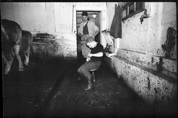 Boy in a barn in the Emmental, 1970.