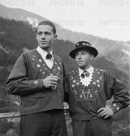 Men at public festival in Burglen, canton of Uri, 1940.