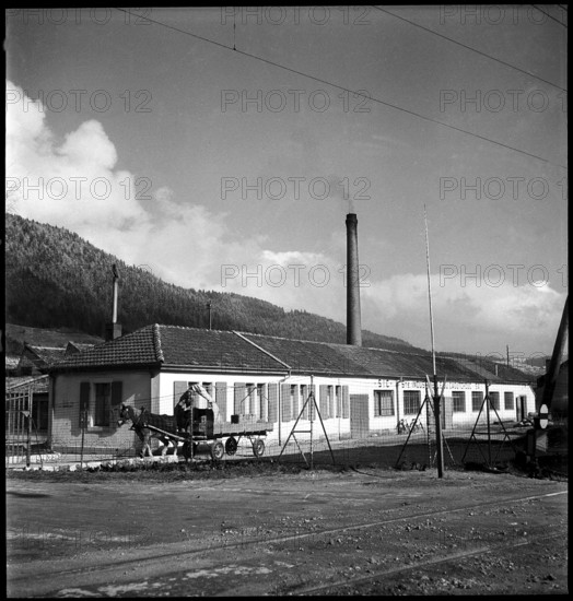 Val de Travers, Fleurier, rubber factory; 1950.