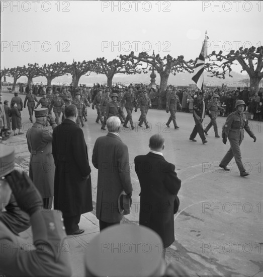 Military parade on Quai du Montblanc, Geneva 1951.