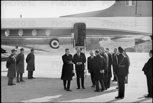 Officials greeting the Prince.