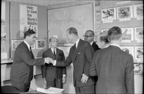 Prince Philip, visit to the WWF, Morges 1965.