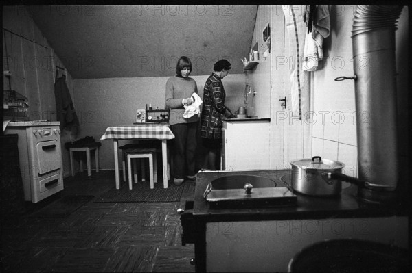 Doing the dishes, 1970.