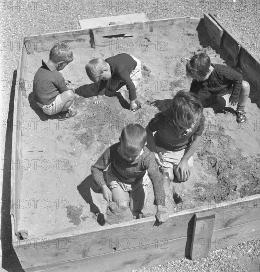 Children in sandpit, La Cigale, Lausanne 1942.