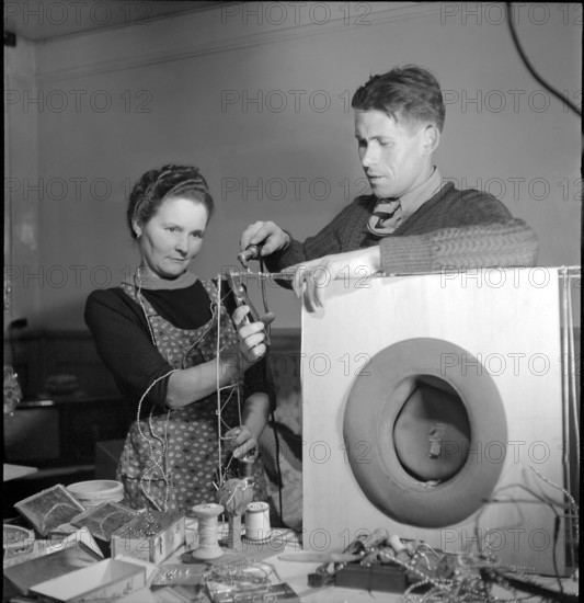 Manufacturing of the hats for Silvesterchlausen in Urnaesch, 1945.