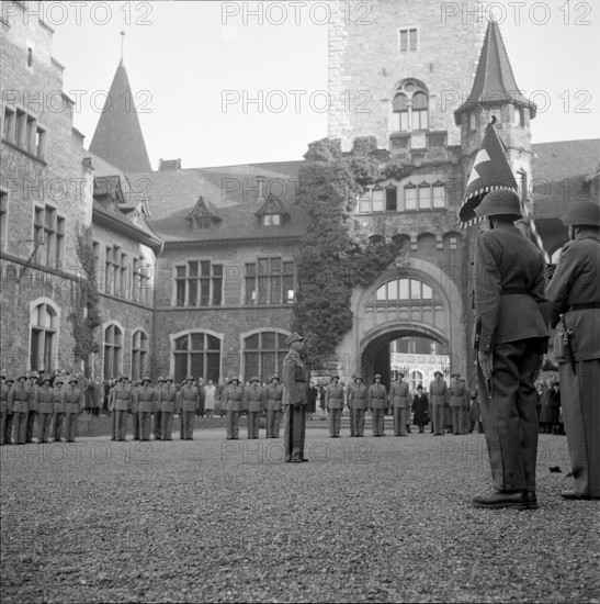 Breveting military officers at Landesmuseum Zurich 1953.