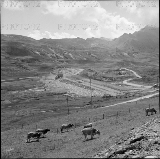 Dam on Melchsee-Frutt under construction 1958.