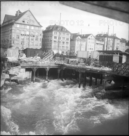 Reconstruction of the Limmatquai, 1950.