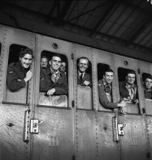 British Army Tommies on train back home 1945.